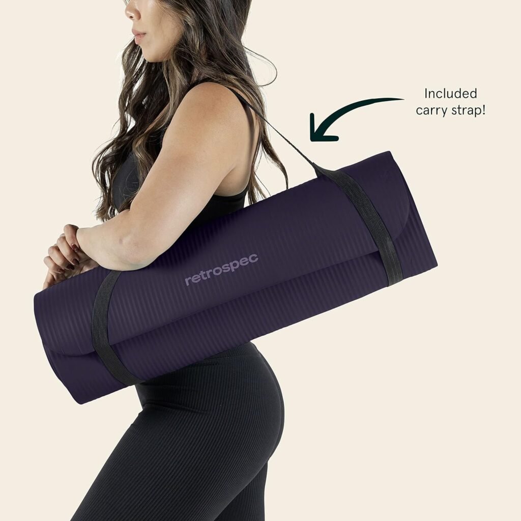 Retrospec Solana Yoga Mat 1 Thick w/Nylon Strap for Men  Women - Non Slip Exercise Mat for Home Yoga, Pilates, Stretching, Floor  Fitness Workouts