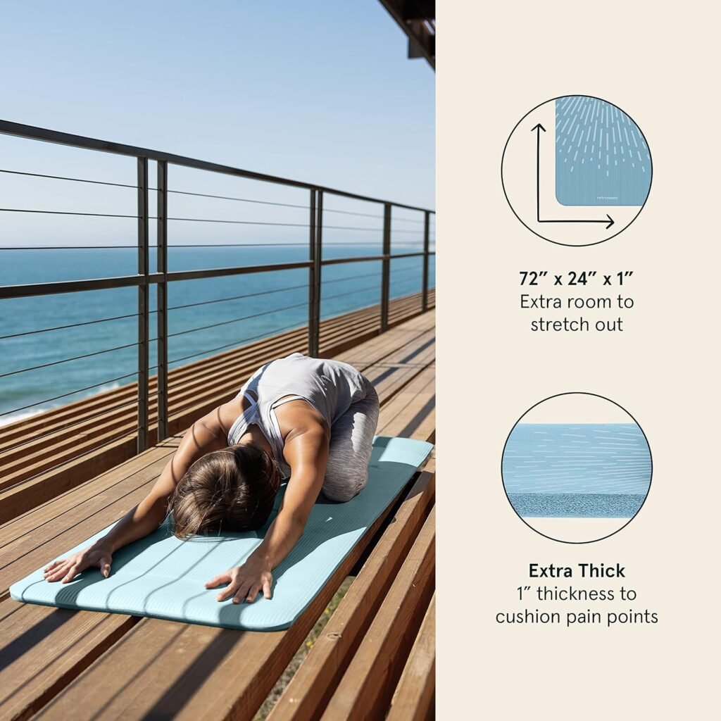Retrospec Solana Yoga Mat 1 Thick w/Nylon Strap for Men  Women - Non Slip Exercise Mat for Home Yoga, Pilates, Stretching, Floor  Fitness Workouts