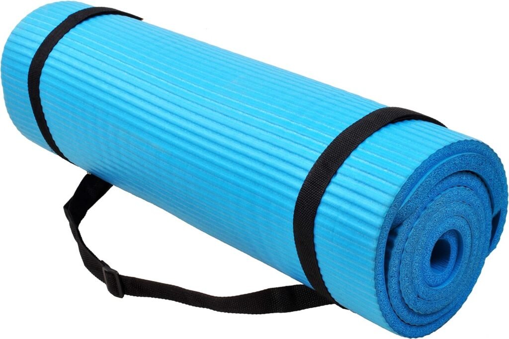 Signature Fitness All Purpose 1/2-Inch Extra Thick High Density Anti-Tear Exercise Yoga Mat and Knee Pad with Carrying Strap and Optional Yoga Blocks, Multiple