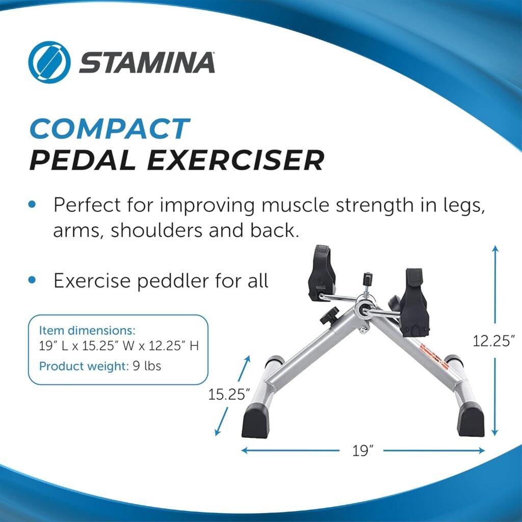 Stamina InStride Cycle XL - Folding Cycle Pedal Exerciser - Fitness Bike with Smart Workout App for Seated Exercise - Foldable Exercise Bike for Home Workout