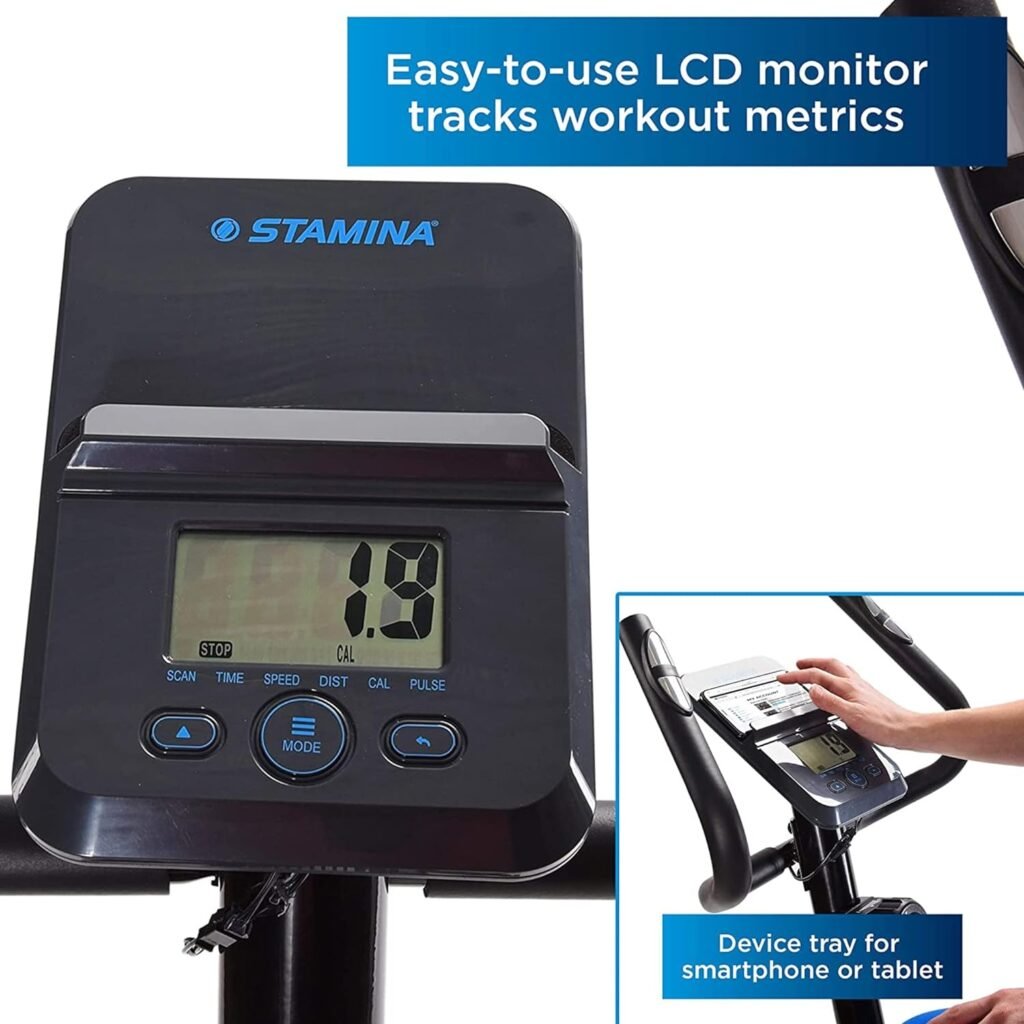 Stamina Upright Exercise Bike 1308 - Fitness Bike with Smart Workout App - Exercise Bike for Home Workout - Up to 300 lbs Weight Capacity