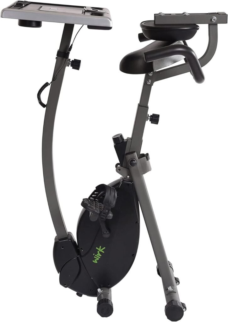 Stamina Wirk Ride Exercise Bike - Foldable Fitness Bike with Workstation and Standing Desk - Stationary Bike for Home Workout - Up to 250 Weight Capacity