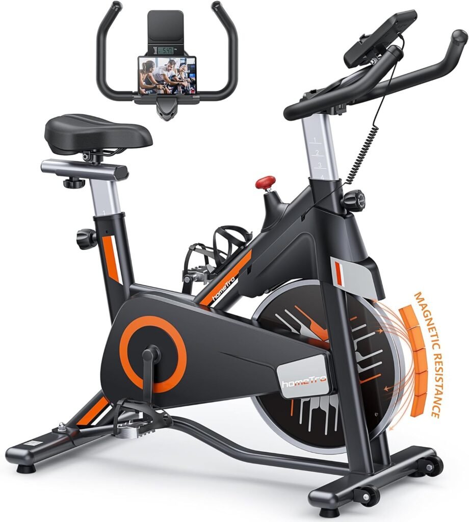 Stationary Exercise Bikes,Magnetic Resistance,Quiet Belt Drive Indoor Stable Cycling Bike 330LBs for Home, Monitor  Phone Mount  Comfortable Seat