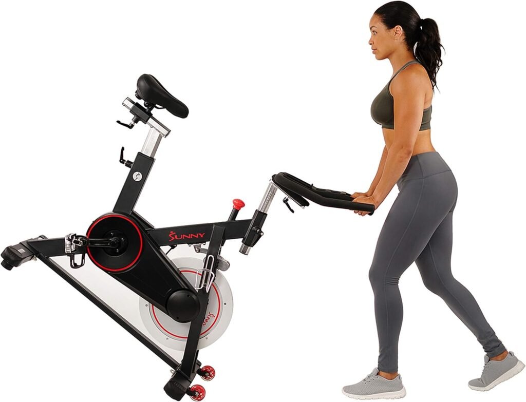 Sunny Health  Fitness Premium Magnetic Belt Drive Indoor Cycling Stationary Exercise Bikes with Optional SunnyFit App Enhanced Bluetooth Connectivity