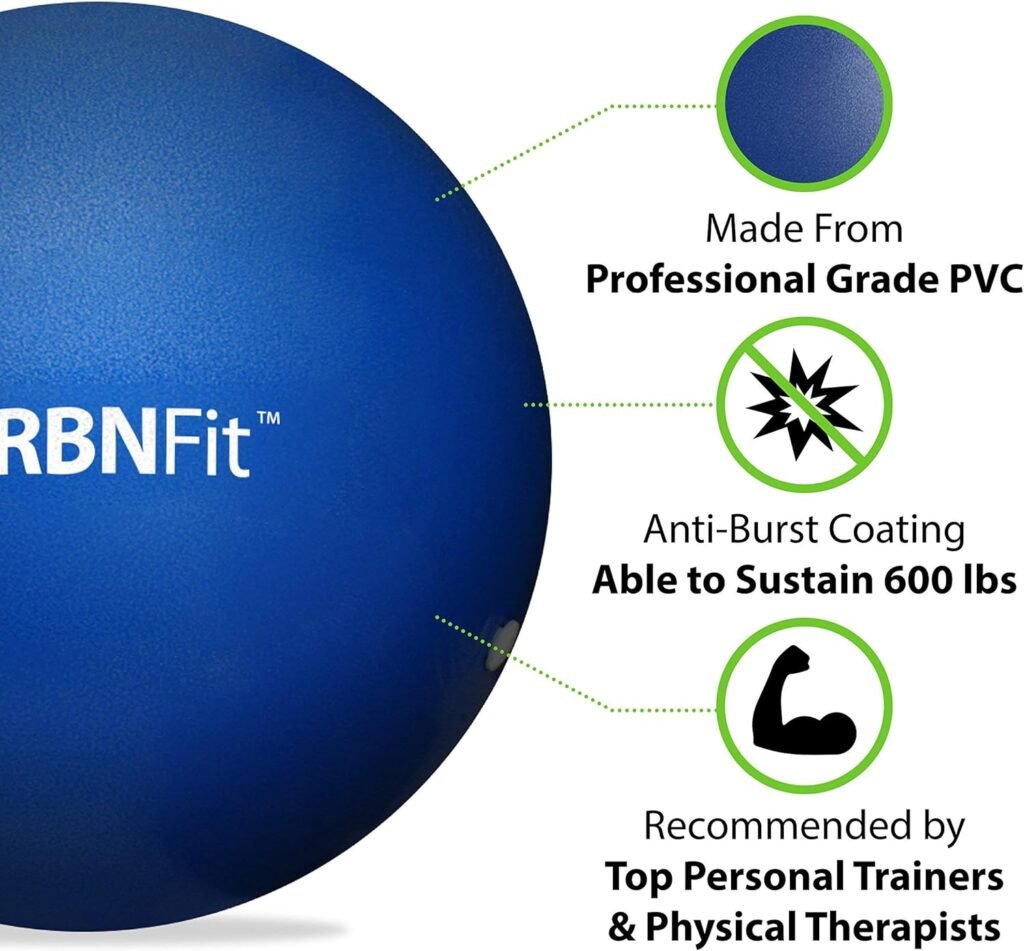 URBNFit Small Exercise Ball - 9-inch Mini Pilates Ball with Fitness Guide for Yoga, Barre, Physical Therapy, Stretching  Core Stability Workout