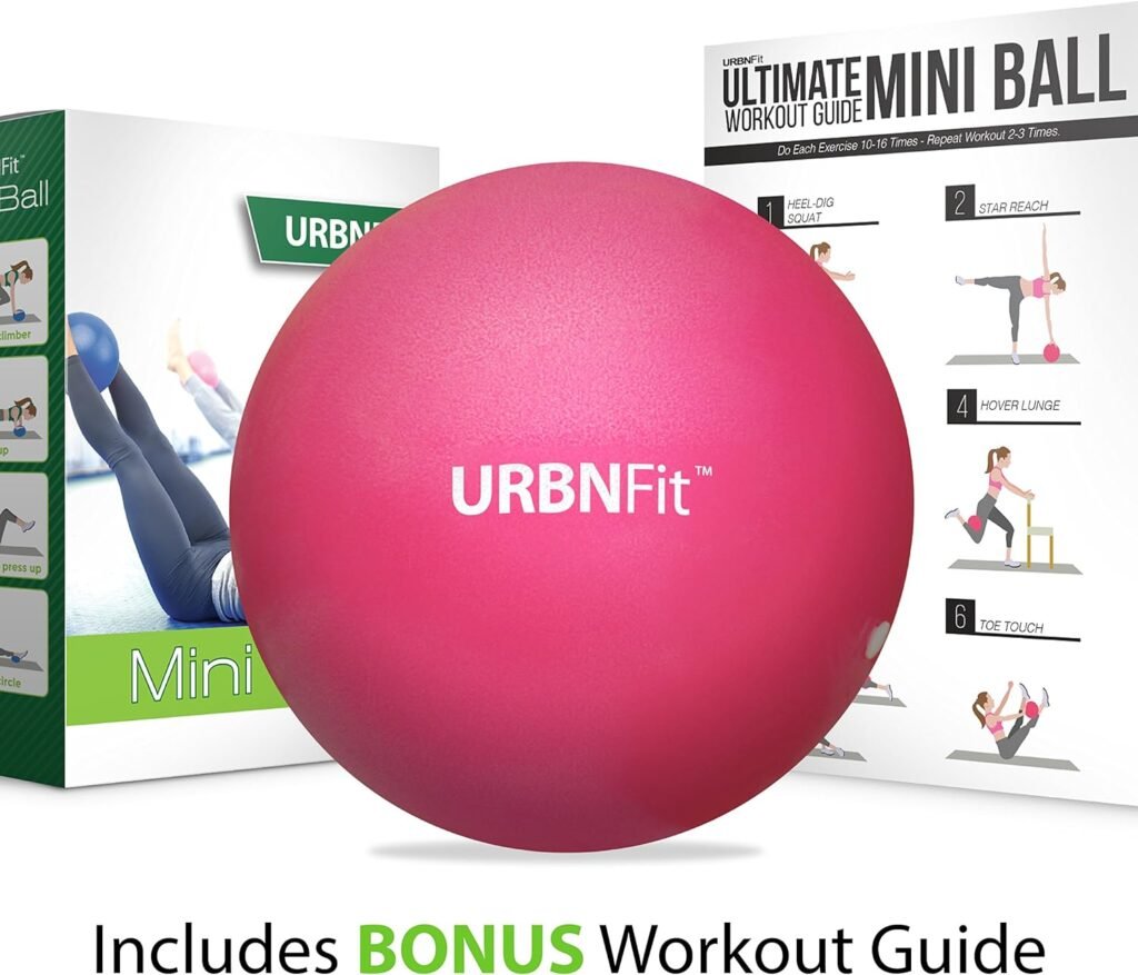 URBNFit Small Exercise Ball - 9-inch Mini Pilates Ball with Fitness Guide for Yoga, Barre, Physical Therapy, Stretching  Core Stability Workout