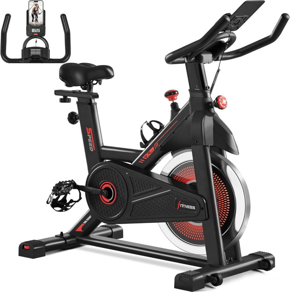 Yaheetech Exercise Bike Stationary Bikes for Home Cardio Equipment for Home Gym Bike Workout Machine with Flywheel, Adjustable Resistance, Seat Cushion and LCD Display, 243lb Weight Capacity