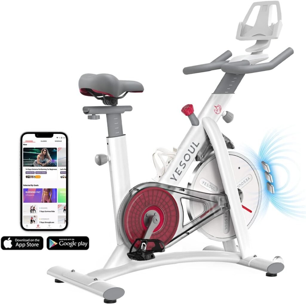 Yesoul S3 Black Exercise Bike For Home Smart White Cycling Bike Magnetic Resistance For Gym Electric Stationary Bike Bluetooth Heart Rate For Women Apartment Workout Bike For Fitness