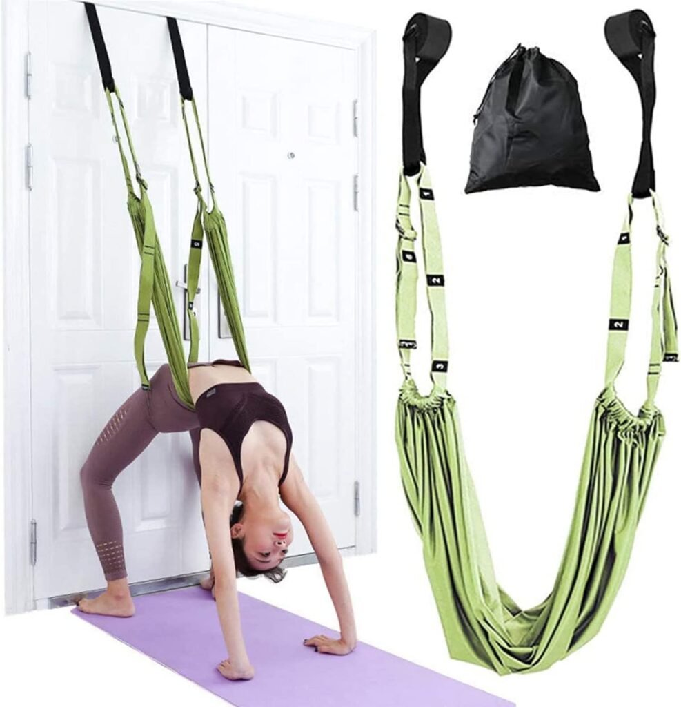 Yoga Stretching Strap, Adjustable Height Leg Stretcher Waist Back Stretch Band Aerial Yoga, Anti-gravity Inversion Exercises Door Flexibility Tensile Trainer for Rehab Pilates Dance Splits