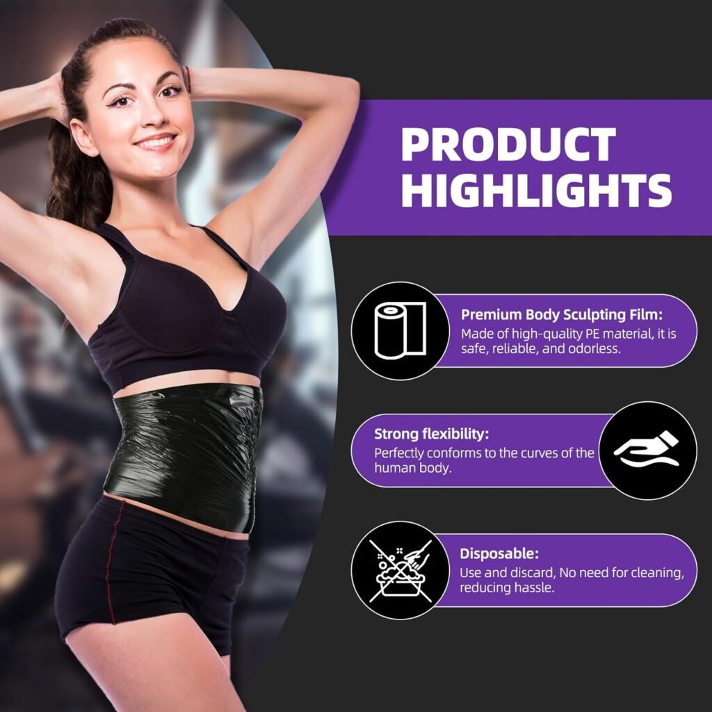 60 Meters Black Osmotic Plastic Body Slimming Wrap, Workout  Sweat Enhancer Stomach Wrap Reduces Cellulite