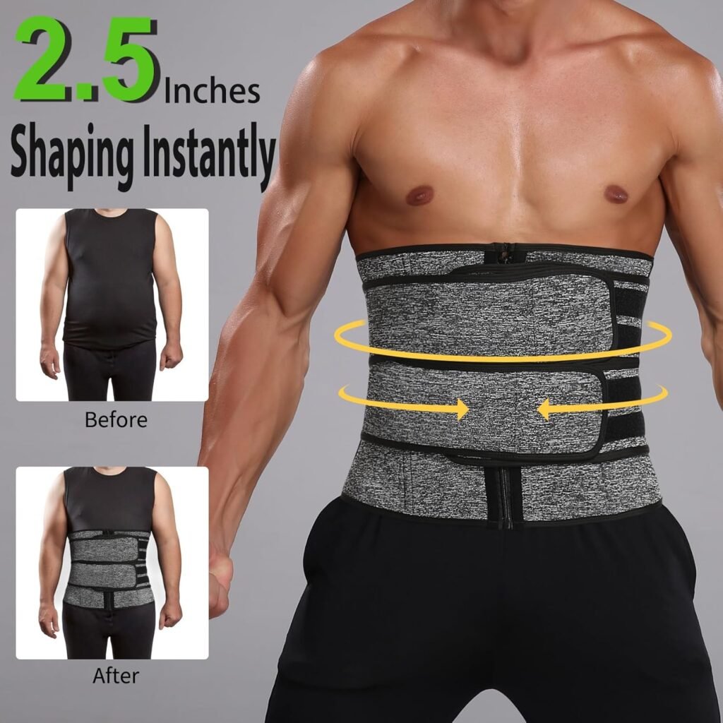 MISS MOLY Waist Trainer for Men Sauna Sweat Waist Trimmer Stomach Wrap Workout Belly Fat Band