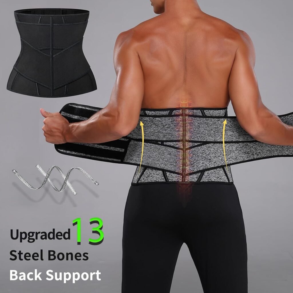 MISS MOLY Waist Trainer for Men Sauna Sweat Waist Trimmer Stomach Wrap Workout Belly Fat Band