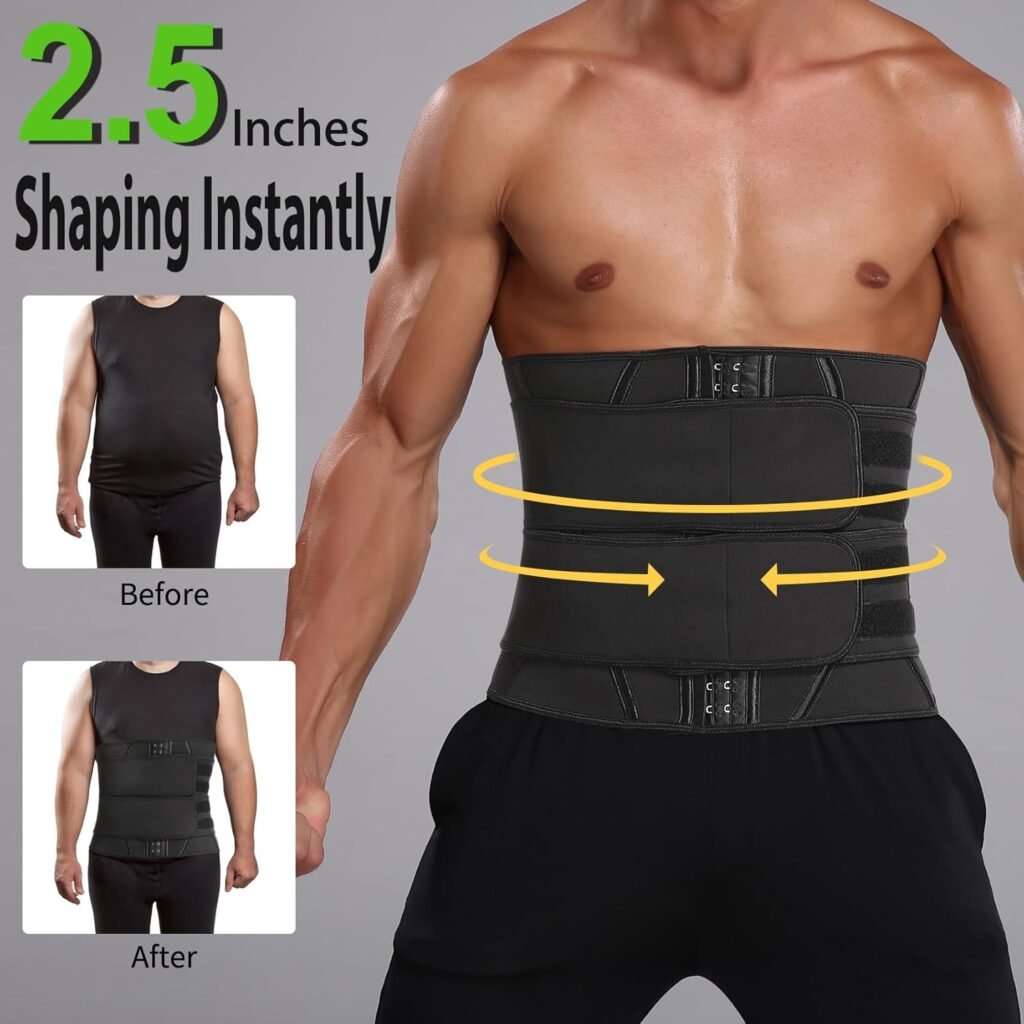 MISS MOLY Waist Trainer for Men Sauna Sweat Waist Trimmer Stomach Wrap Workout Belly Fat Band