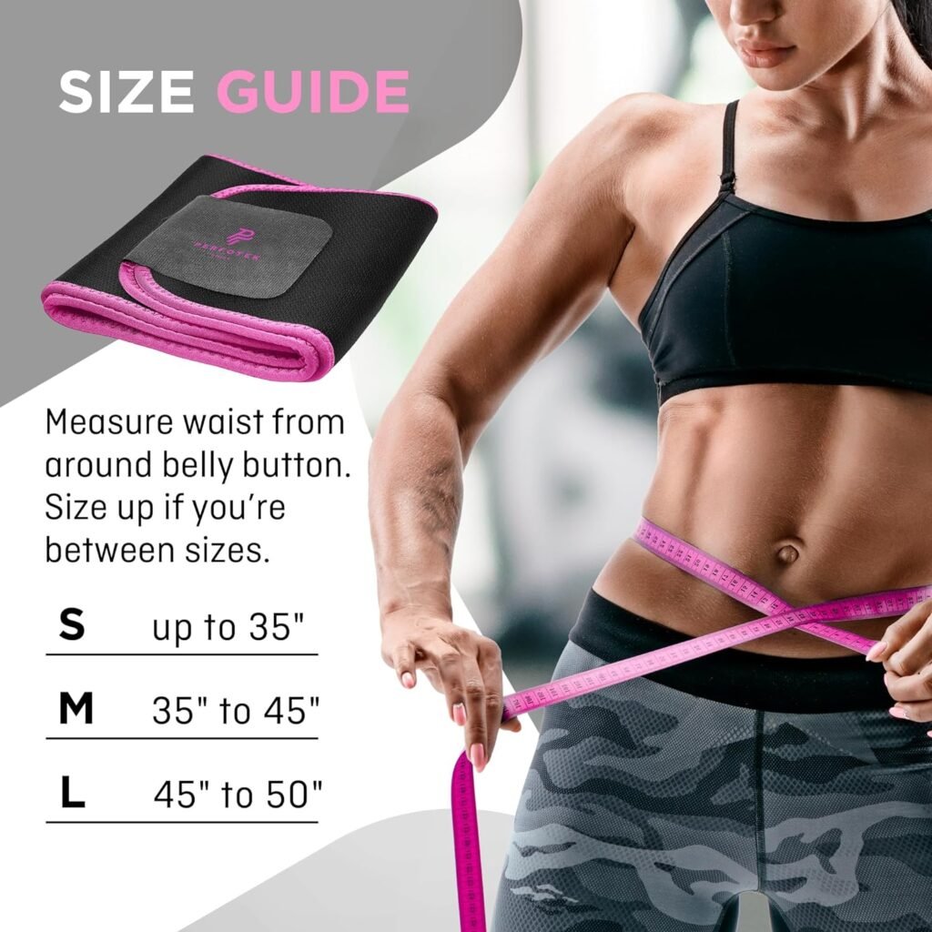 Perfotek Waist Trainer for Women Lower Belly - Waist Trimmer Belt Sauna Tummy Toner Low Back and Lumbar Support with Sauna Suit Effect (Large Black)