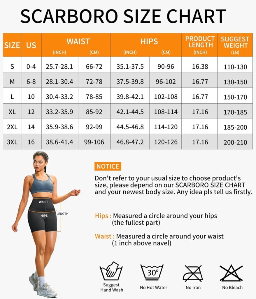 SCARBORO Sauna Sweat Shorts for Women High Waist Trainer Legging Compression Slimming Weight Workout Sauna Suit Pants Shaper