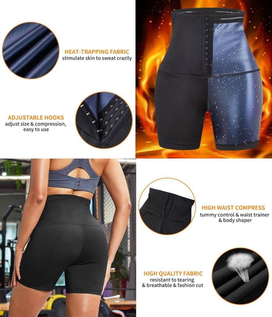 SCARBORO Sauna Sweat Shorts for Women High Waist Trainer Legging Compression Slimming Weight Workout Sauna Suit Pants Shaper