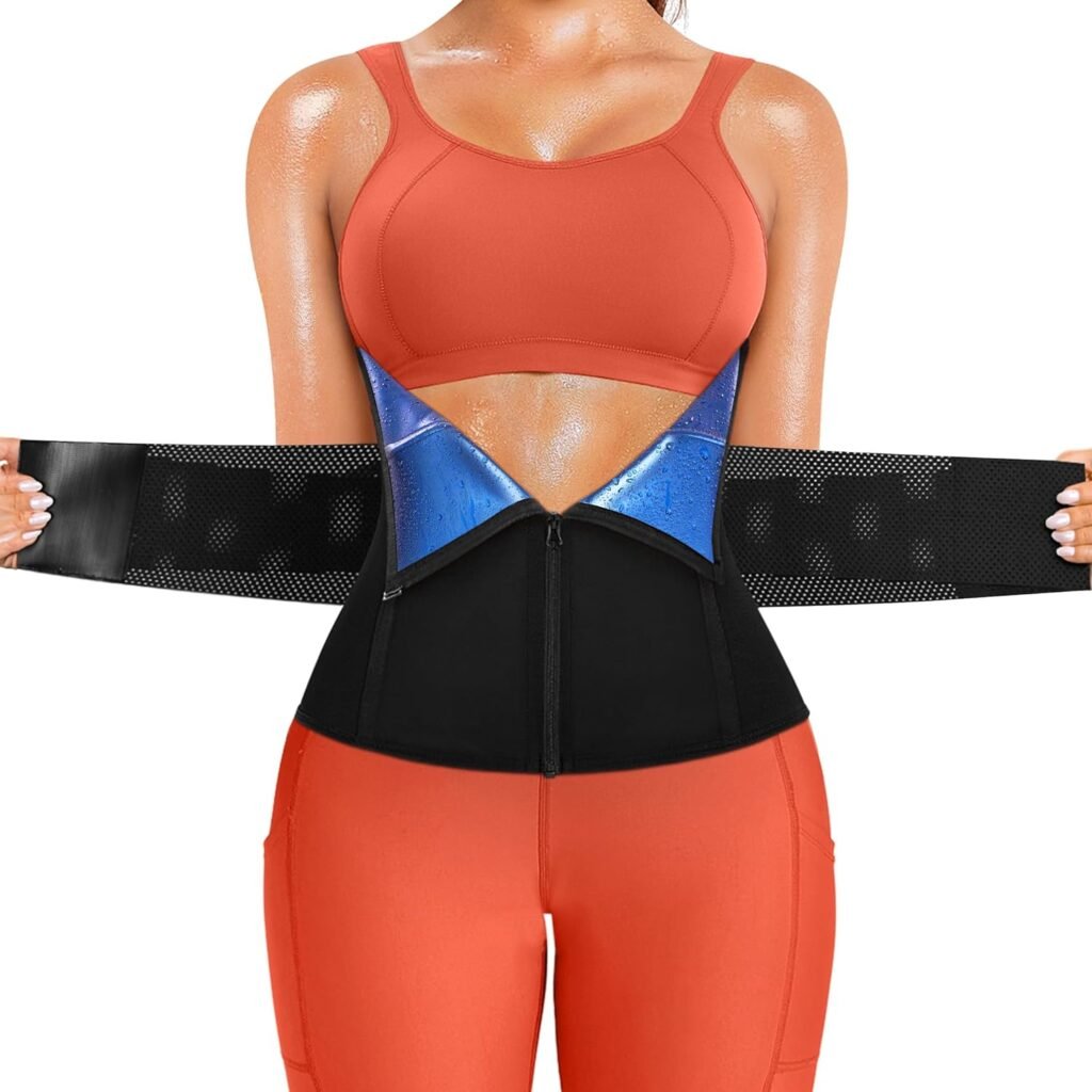 SCARBORO Waist Trainer for Women Belly Fat Sauna Sweat Waist Trimmer Corset for Stomach Wrap Workout Belt Shaper Band Zipper