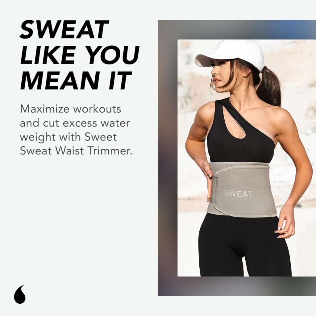 Sweet Sweat Waist Trimmer for Women and Men - Sweat Band Waist Trainer for High-Intensity Training  Workouts, 5 Sizes