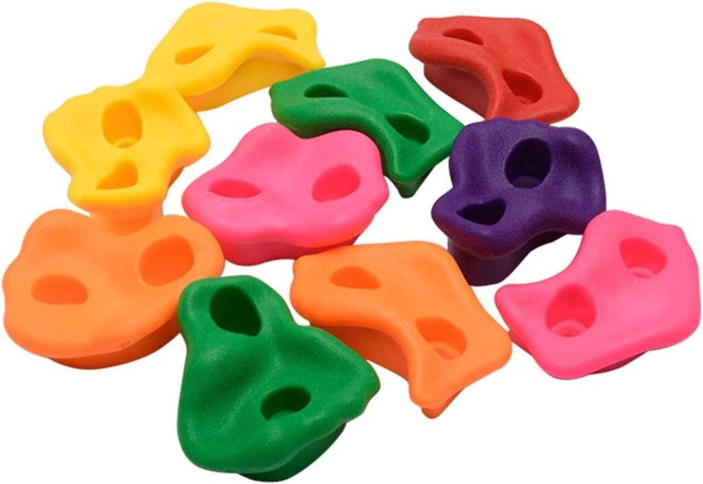 Climbing Rock Set, 10pcs Assorted Color Climbing Children Hand Feet Holds, Plastic Climbing Wall Grips, for Kids Indoor Outdoor Playground Backyard Toys, Without Screws(Size:10pcs)