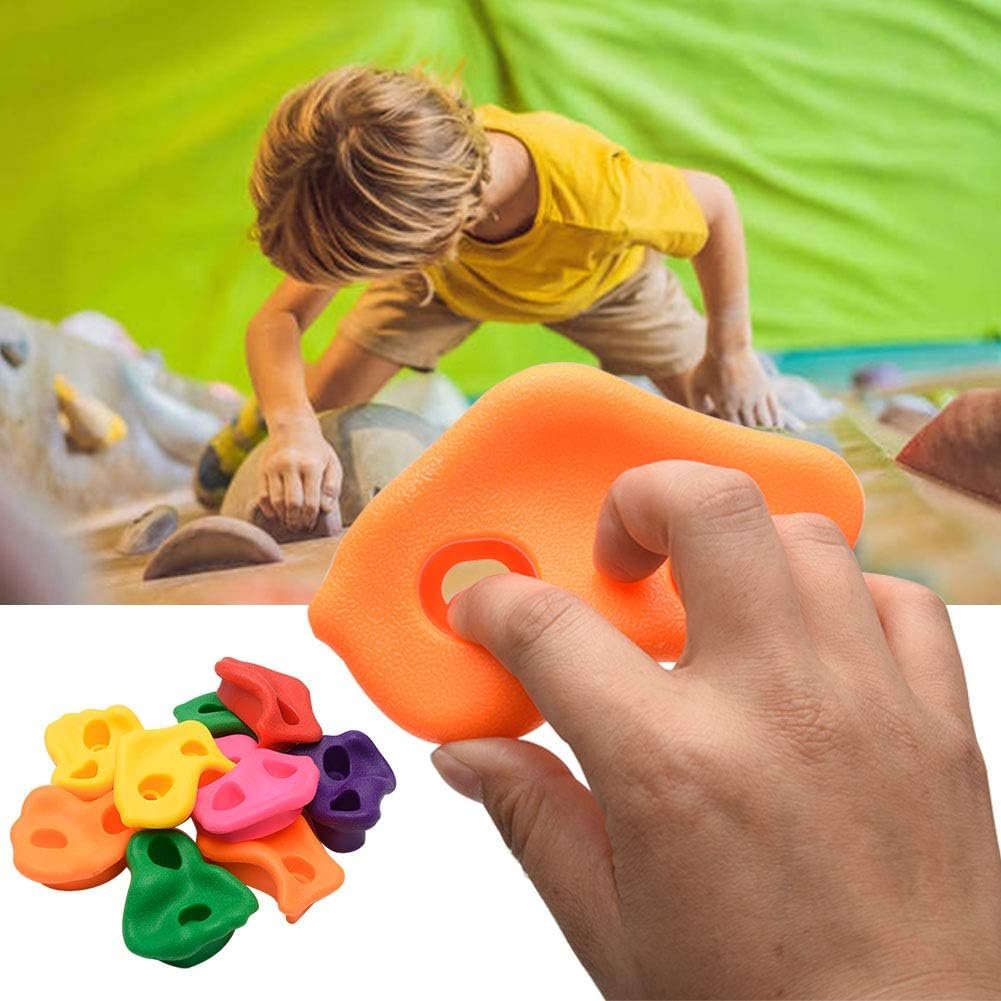 Climbing Rock Set, 10pcs Assorted Color Climbing Children Hand Feet Holds, Plastic Climbing Wall Grips, for Kids Indoor Outdoor Playground Backyard Toys, Without Screws(Size:10pcs)
