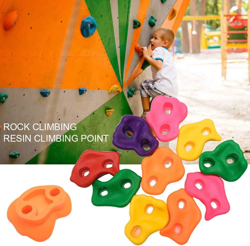 Climbing Rock Set, 10pcs Assorted Color Climbing Children Hand Feet Holds, Plastic Climbing Wall Grips, for Kids Indoor Outdoor Playground Backyard Toys, Without Screws(Size:10pcs)