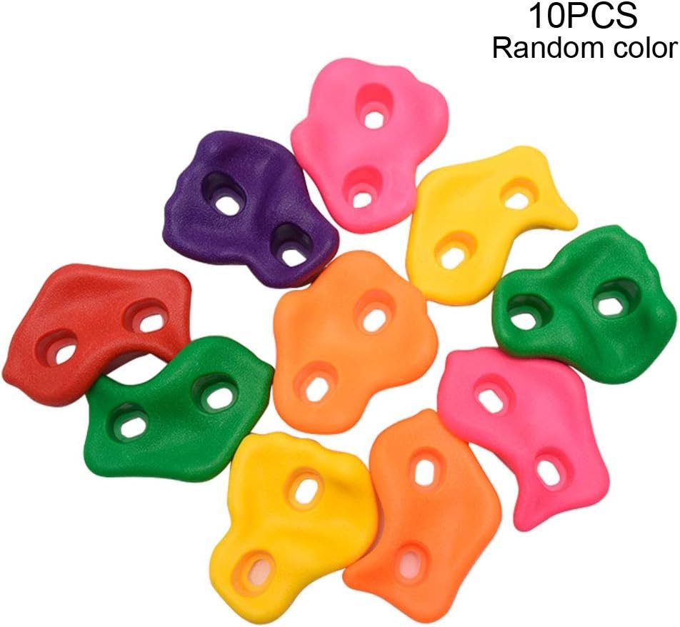Climbing Rock Set, 10pcs Assorted Color Climbing Children Hand Feet Holds, Plastic Climbing Wall Grips, for Kids Indoor Outdoor Playground Backyard Toys, Without Screws(Size:10pcs)