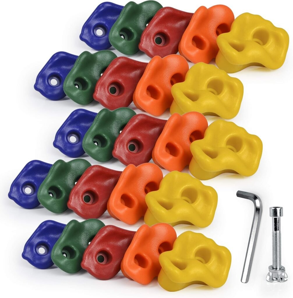 Sets of 25 Multi-Colored KidsAdults Large Rock Climbing Holds Climbing Rocks for Outdoor Indoor Home Playground DIY Climbing Wall Grip Kits Holds up to 440lbs with Secure Mounting Hardware